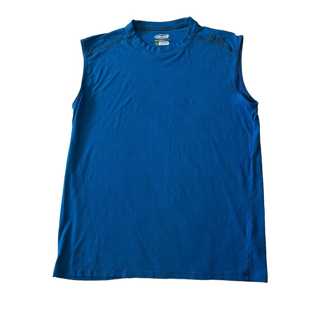 Cariloha Performance Bamboo Fit T Shirt Mens L Muscle Tank Sleeveless Shirt Blue